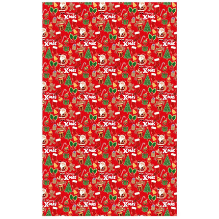 Kerst Tafelkleed Rood Kerstfiguren 2,74m van Paper Dreams koop je bij Partywinkel