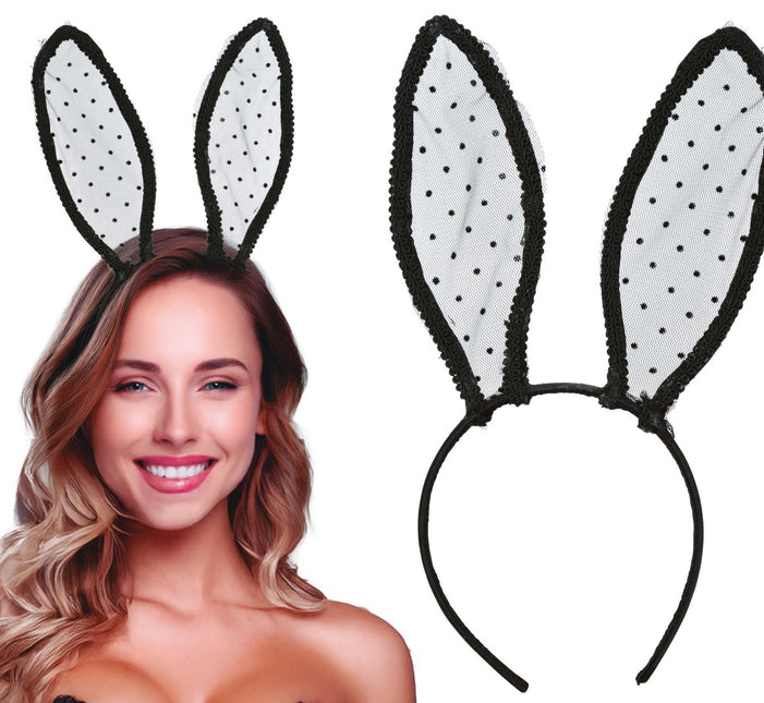 Konijn Haarband Zwart Wit van Fiestas Guirca koop je bij Partywinkel