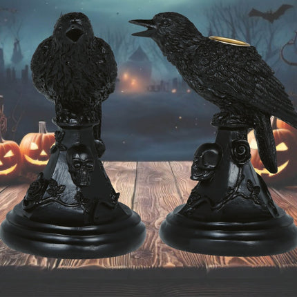 Kraai Kaarsenhouder 16cm van Fiestas Guirca koop je bij Partywinkel