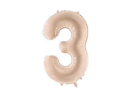 3 Jahre Figur Ballon Beige Glanz Leer 72cm