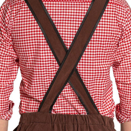 Lederhose Johann met Verstelbare Bretels Donkerbruin Kort van Partychimp koop je bij Partywinkel