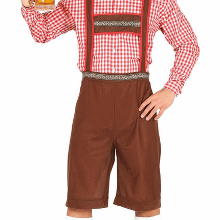 Lederhose Lang Bruin en Blouse Heren L van Fiestas Guirca koop je bij Partywinkel