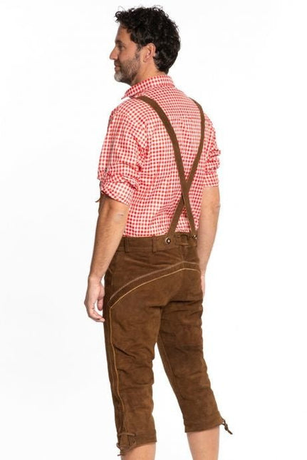 Lederhose Leer Lang Donkerbruin en Bretels van Tannhauser koop je bij Partywinkel