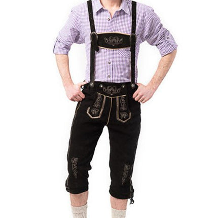 Lederhose Leer Lang Zwart en Bretels van Tannhauser koop je bij Partywinkel