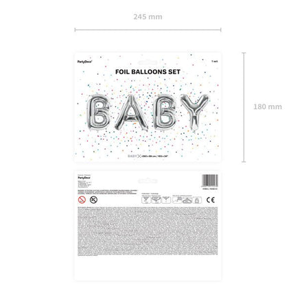Letterballon Set Baby Zilver Leeg 2,62m van Partydeco koop je bij Partywinkel