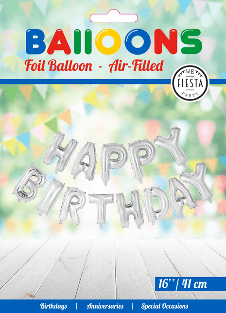 Letterballon Set Happy Birthday Zilver van WeFiesta koop je bij Partywinkel
