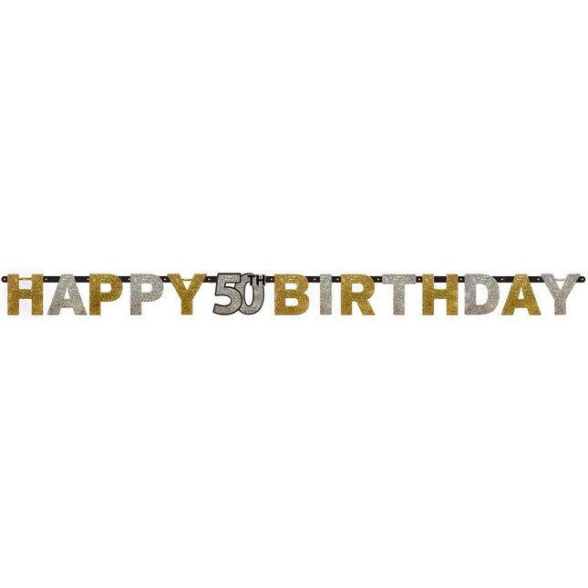 Letterslinger 50 Jaar Happy Birthday 210cm van Riethmueller koop je bij Partywinkel