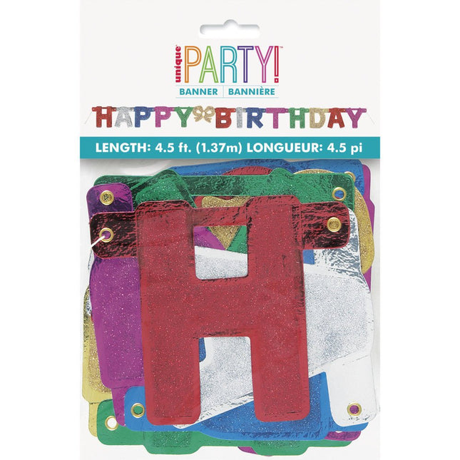 Letterslinger Happy Birthday Gekleurd 1,42m van Unique koop je bij Partywinkel