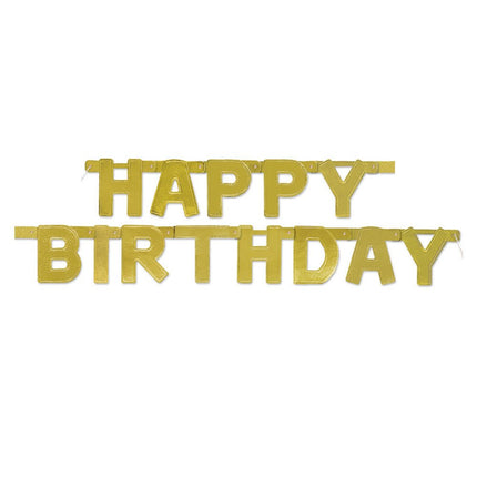 Letterslinger Happy Birthday Goud Metallic 1,2m van Unique koop je bij Partywinkel
