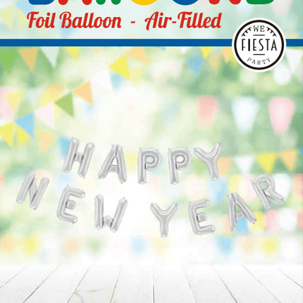 Letterslinger Happy New Year Zilver van WeFiesta koop je bij Partywinkel