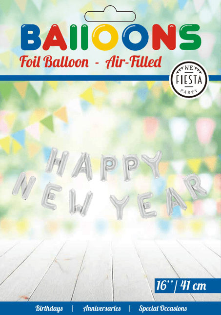 Letterslinger Happy New Year Zilver van WeFiesta koop je bij Partywinkel