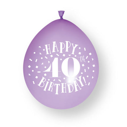 10ct Happy 40th Birthday 23cm Latex Balloons