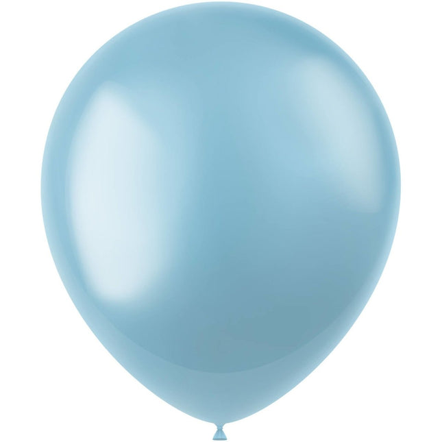 Lichtblauwe Ballonnen Metallic Sky Blue 33cm 100st van Folat koop je bij Partywinkel