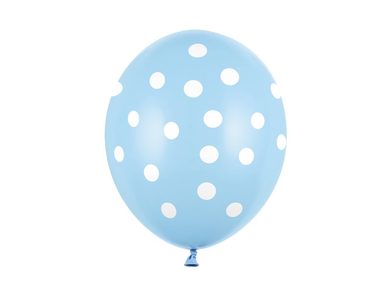 Lichtblauwe Ballonnen Witte Stipjes 30cm 6st van Partydeco koop je bij Partywinkel