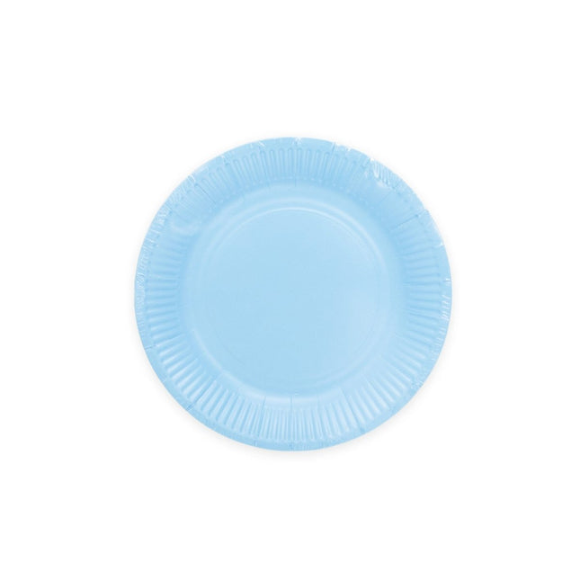 Lichtblauwe Borden Papier 18cm 8st van WeFiesta koop je bij Partywinkel