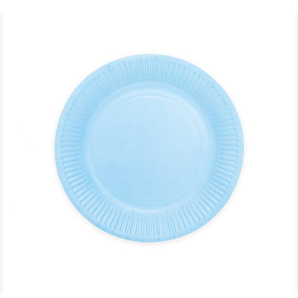 Lichtblauwe Borden Papier 23cm 16st van WeFiesta koop je bij Partywinkel