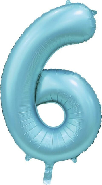 Lichtblauwe Cijfer Ballon 6 Jaar Glans 86cm van WeFiesta koop je bij Partywinkel
