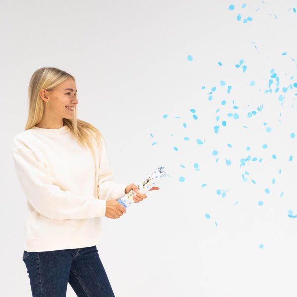 Lichtblauwe Confetti Kanon 28cm van Riethmueller koop je bij Partywinkel