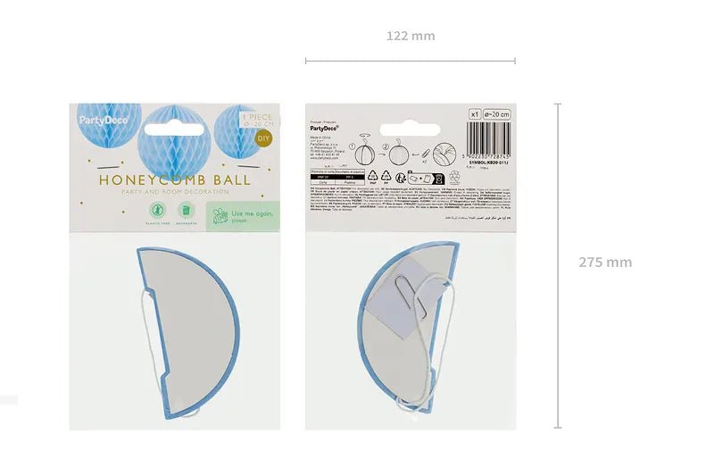 Lichtblauwe Honeycomb 20cm van Partydeco koop je bij Partywinkel