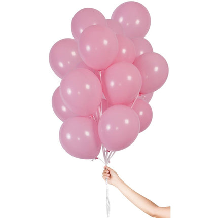 Lichtroze Ballonnen met Lint 23cm - 30 stuks van Folat koop je bij Partywinkel