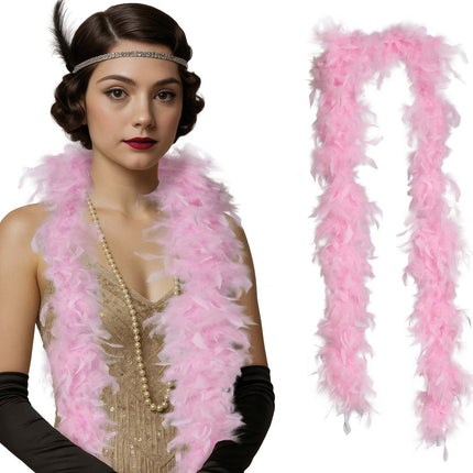 Lichtroze Boa Veren 80gr van Fiestas Guirca koop je bij Partywinkel