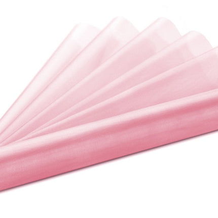 Lichtroze Organza Stof 36cm 9m van Partydeco koop je bij Partywinkel