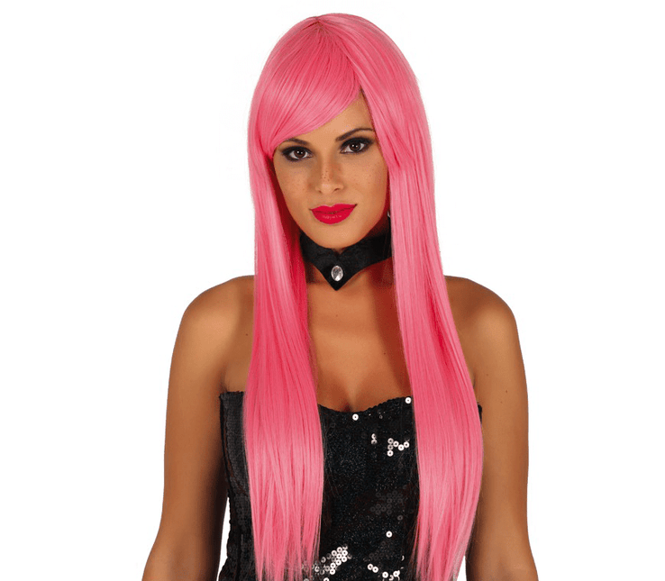 Lichtroze Pruik Lang Haar van Fiestas Guirca koop je bij Partywinkel