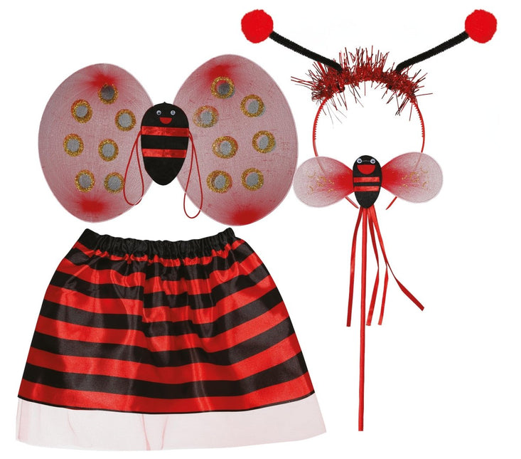 Lieveheersbeestje Accessoireset Zwart Rood Meisje - Partywinkel - 8434077270738