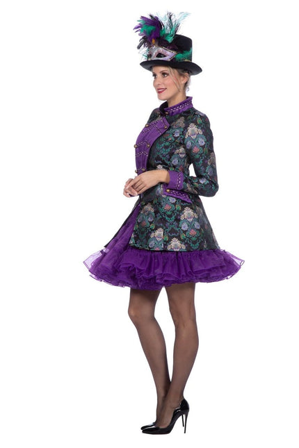 Luxe jas jacquard groen/paars - Partywinkel - 8720059077205