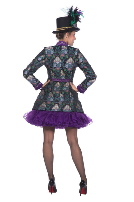Luxe jas jacquard groen/paars - Partywinkel - 8720059077205