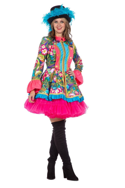 Luxe jas roze bloem - Partywinkel - 8720059077137