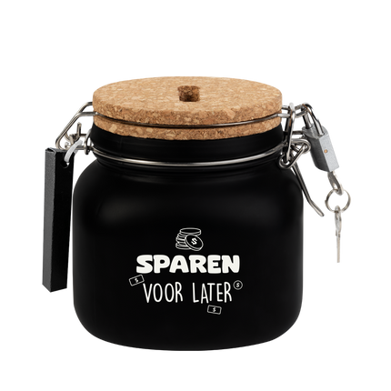 Schwarze Spardose Save For Later 12,5cm