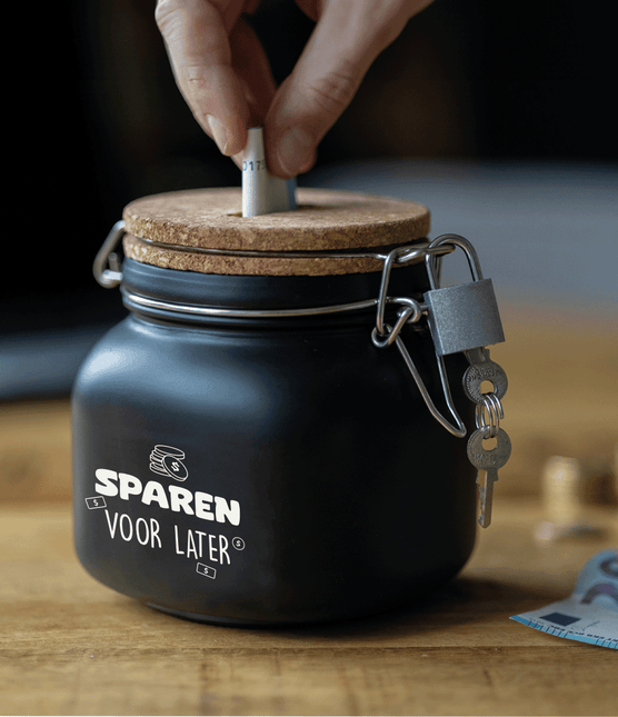 Schwarze Spardose Save For Later 12,5cm