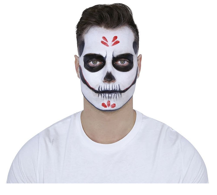 Make - Up Set Day Of The Dead Zwart Rood 8 delig van Fiestas Guirca koop je bij Partywinkel