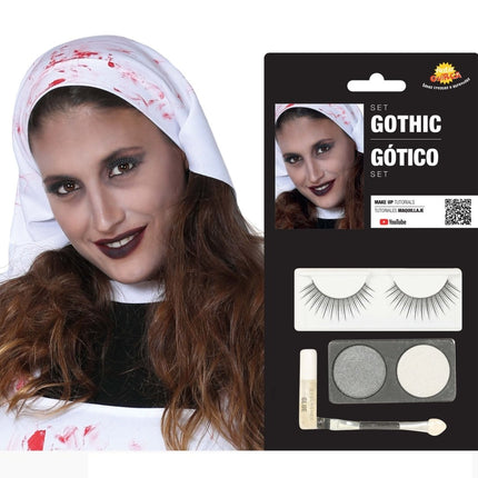 Make - Up Set Goth Zilver Wit 4 delig van Fiestas Guirca koop je bij Partywinkel
