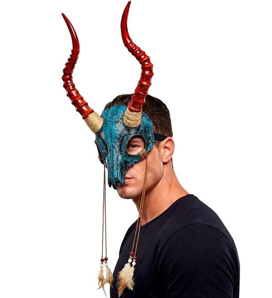MASKER SHAMAN STIERSCHEDEL MET HORENS EN VEREN van Widmann koop je bij Partywinkel