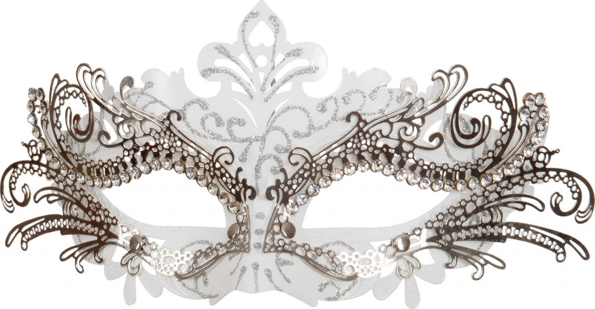 Metalen Masker – Wit - Zilver van Orlob koop je bij Partywinkel