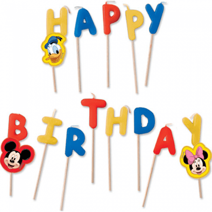 Mickey Mouse Taart Kaarsjes Happy Birthday 13st van Procos koop je bij Partywinkel