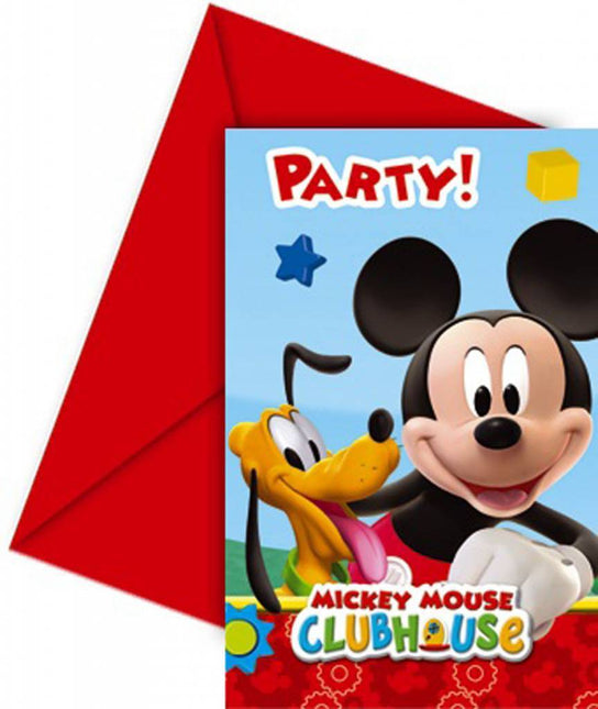 Mickey Mouse Uitnodigingen Versiering 6st - Partywinkel - 5201184815137