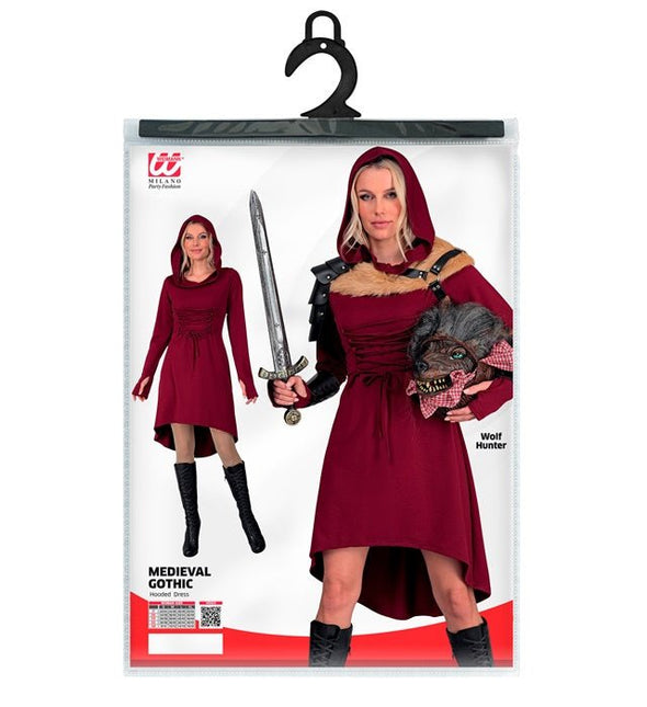 Middeleeuwse Gotisch Kostuum Dames met Kap Rood van Widmann koop je bij Partywinkel