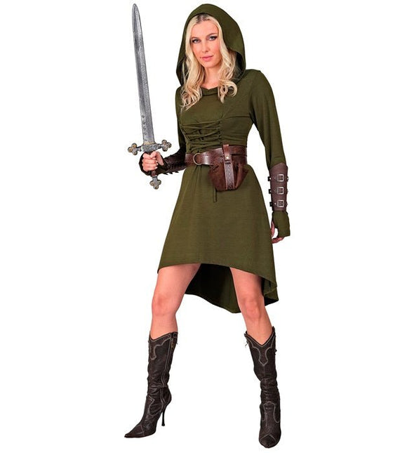 Middeleeuwse Gotische Jurk Dames met kap Groen van Widmann koop je bij Partywinkel