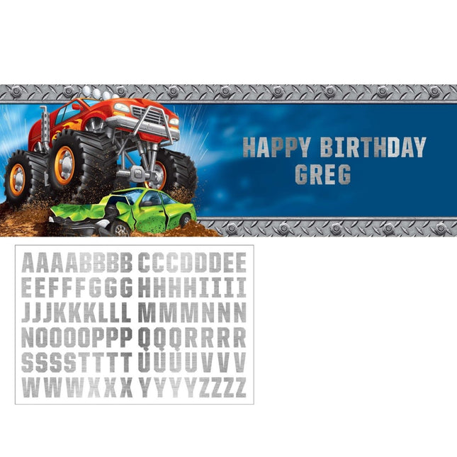 Monster Truck Banner Personaliseerbaar 1,5m van Creative Converting koop je bij Partywinkel