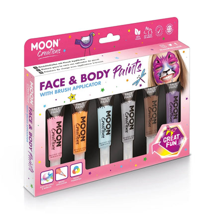 Moon Creations Face Paint with Brush Applicator Pink 15ml van Moon Creations koop je bij Partywinkel