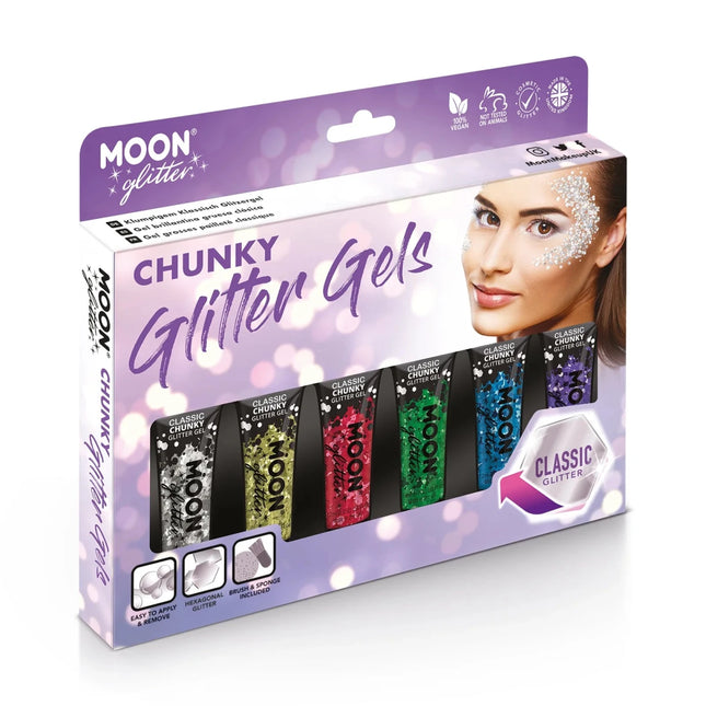 Moon Glitter Classic Chunky Glitter Gel Lavender 12ml van Moon Creations koop je bij Partywinkel