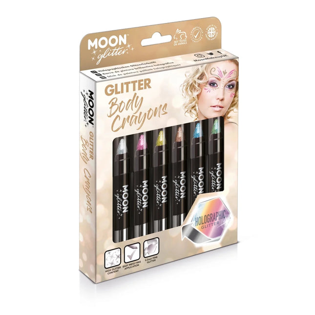 Moon Glitter Holographic Body Crayons Silver 3.2g van Moon Creations koop je bij Partywinkel