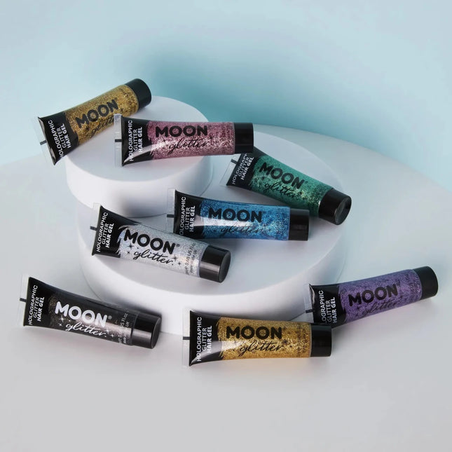 Moon Glitter Holographic Glitter Hair Gel Pink 20ml van Moon Creations koop je bij Partywinkel
