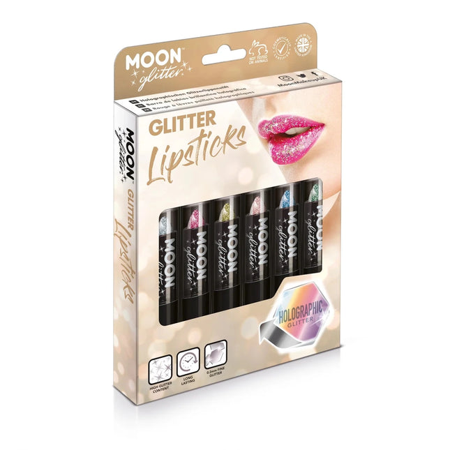 Moon Glitter Holographic Glitter Lipstick Pink 4.2g van Moon Creations koop je bij Partywinkel