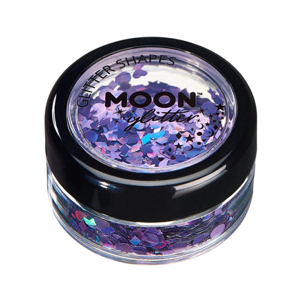 Moon Glitter Holographic Glitter Shapes Purple 3g van Moon Creations koop je bij Partywinkel