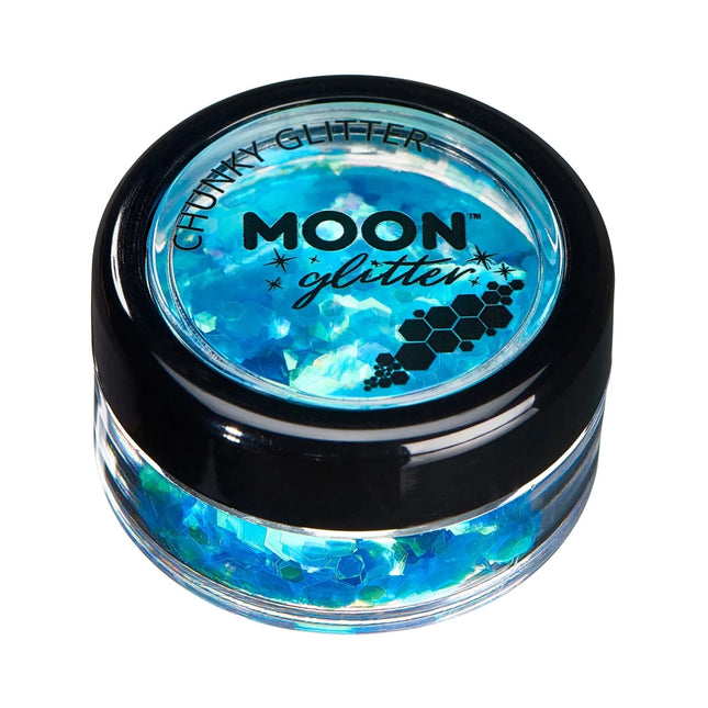 Moon Glitter Iridescent Chunky Glitter Blue 3g van Moon Creations koop je bij Partywinkel