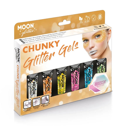 Moon Glitter Iridescent Chunky Glitter Gel Orange 12ml van Moon Creations koop je bij Partywinkel